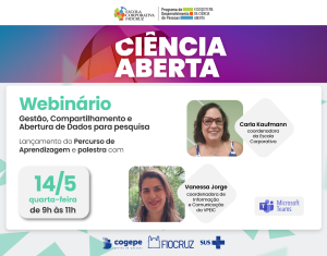 Card convida para webinário. Nele, aparecem as fotos de Carla e Vanessa, comentadas na matéria