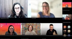 Print com pesquisadoras do webinário na tela