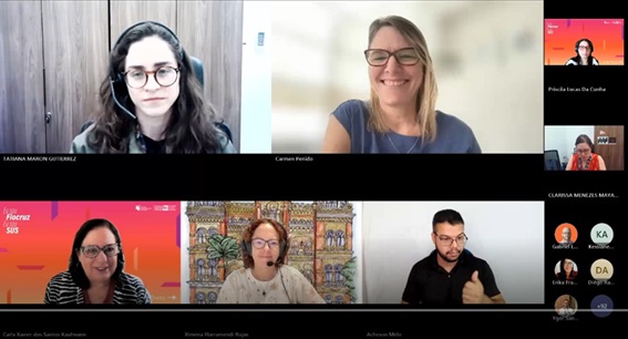 Print com pesquisadoras do webinário na tela